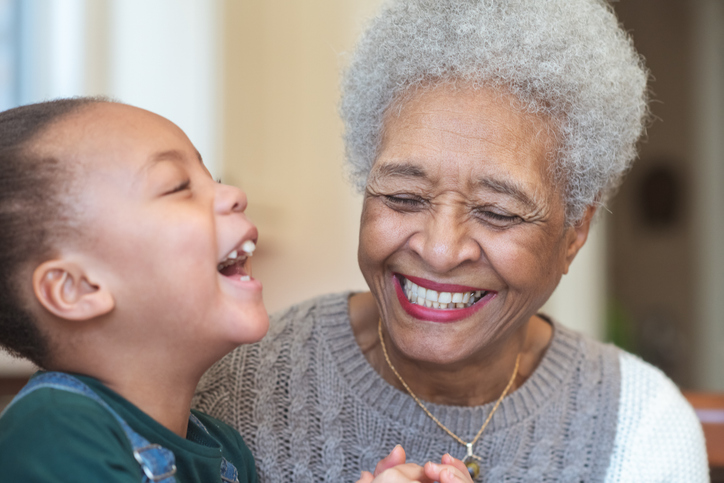 Adult senior with grandchild